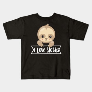 I Love Sloths Funny Sloth Shirt Kids T-Shirt